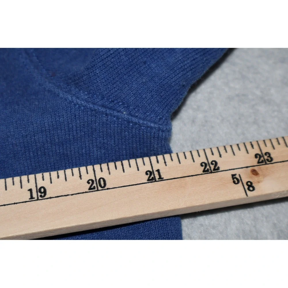 Polo Ralph Lauren Pullover Mens Medium Blue 1/4 Leather Zip Pull Cotton Sweater